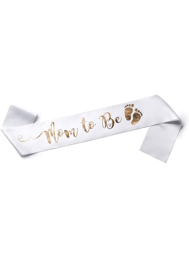OLILLY Sash White and Gold for a Mom to Be - Enjoy your Baby Shower