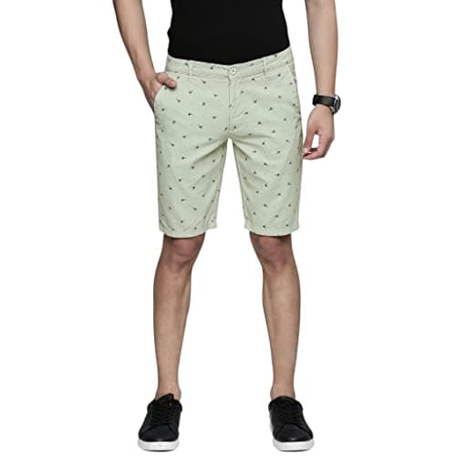 The Indian Garage Co Men Slim Fit Solid Mid-Rise Chino Shorts Mint Green