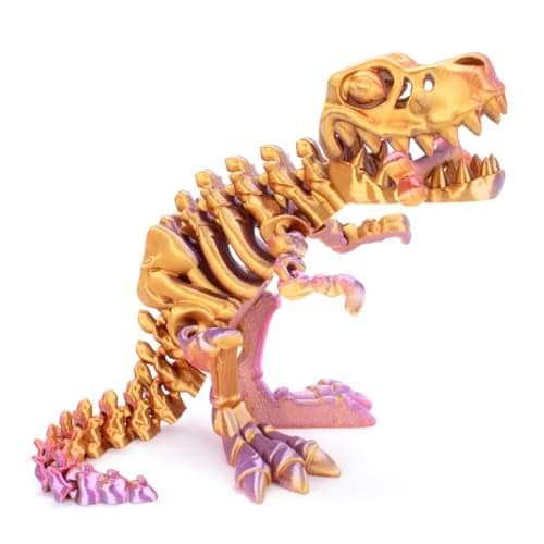 FunisFun 3D Printed Dragon with Articulated Bones for Adult 3D Printed Dinosaur Fidget Toys Decor for Stress Relief RedGoldPurple 1P
