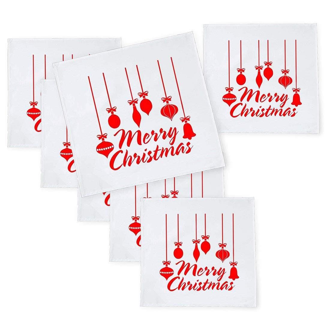 Khakee 6 Pcs Christmas Theme Tafta Silk Table Napkins 10x 10 for Xmas Decoration Christmas OrnamentsChristmas Gift npxmas242P