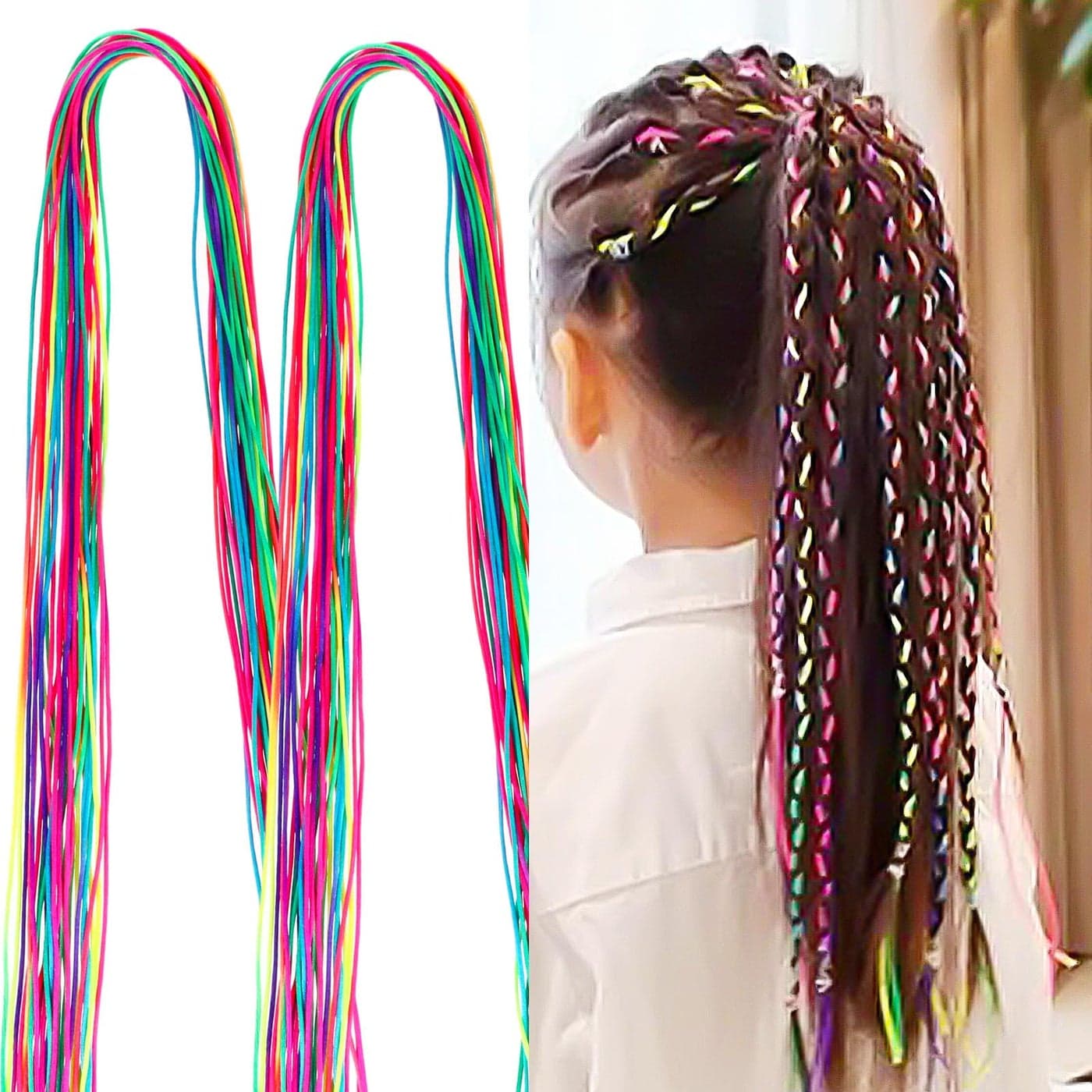 Telooco 30Pcs Multicolor Hair Rope Set 82cm Long 15mm Wide Braid Hair Accessories for Girls DIY Hairstyle Tool