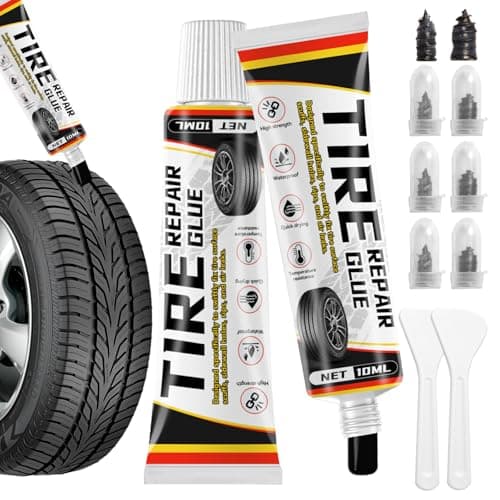 Melanther Tire Repair Glue Kit – 2 Pack 10ml Rubber Cement Tire Repair, Tire Plug Glue with 8 Tire Nails (Small & Large), Tire Patch Glue for Car, Motorcycle, Bike, Truck, Tractor, with Scraper Tools
