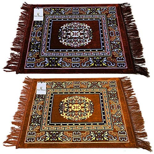 Kuber Industries Prayer Square Mat (Brown, Velvet, Standard), (60 Cm x 60 Cm)