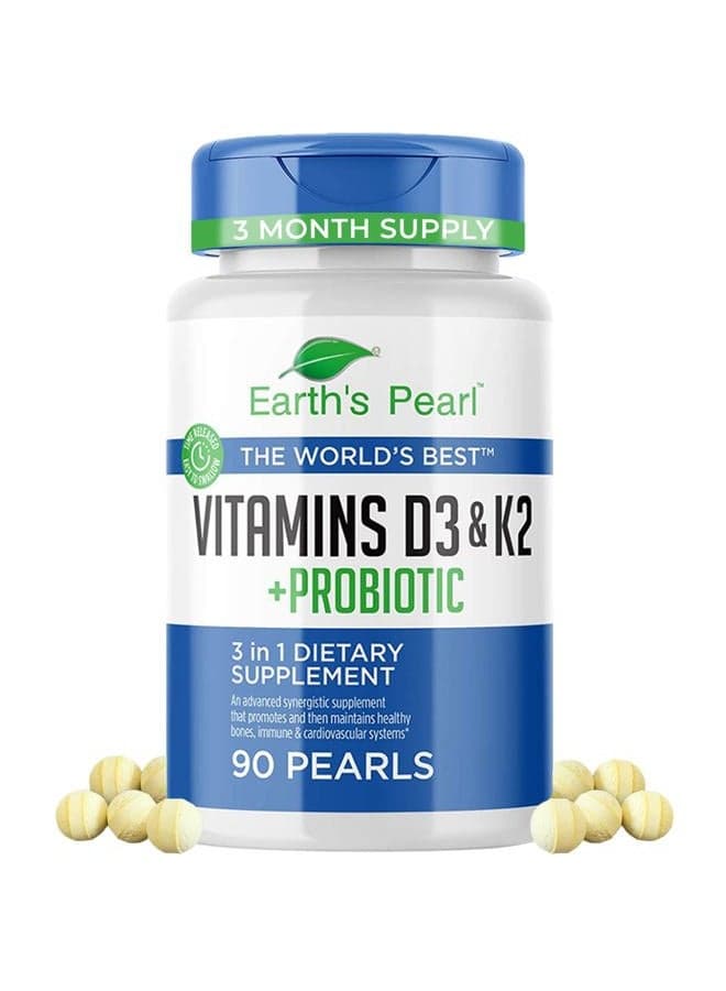Vitamin D3 K2 5000 IU - 3-in-1 K2 D3 Vitamin Supplement with Probiotics for Women & Men, 3-Month Supply, Gut Health Supplements for Women & Men (90 CT)