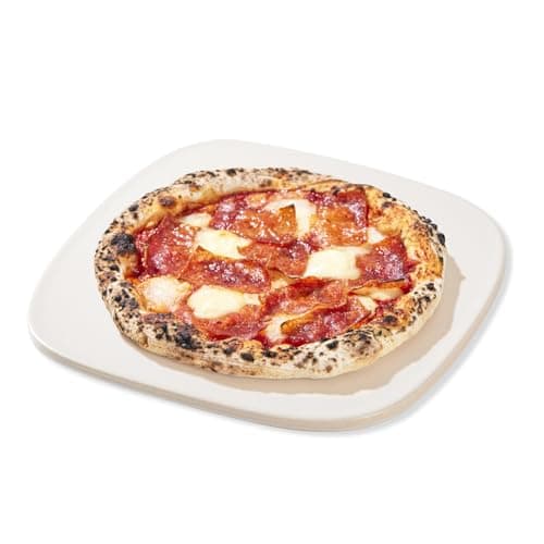 ROCKSHEAT Pizza Stone, 12" x 11" x 0.47" Ceramic Coating & Cordierite Pizza Stones for Oven Grill BBQ, Heavy Duty Non Stick Baking Stone for Pizza & Bread, Unique Shape Design Grilling Stone (White)