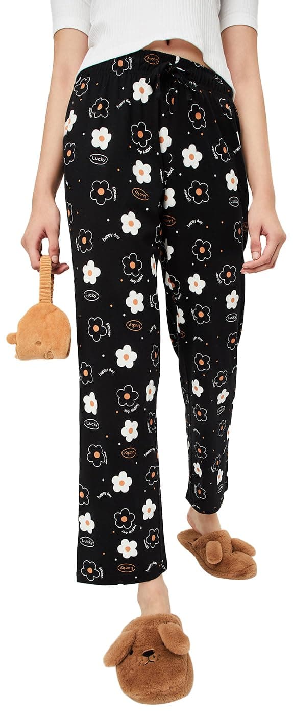 Max Women Printed Elasticated Pyjamas (SP24NOOS03BLACK)_XL