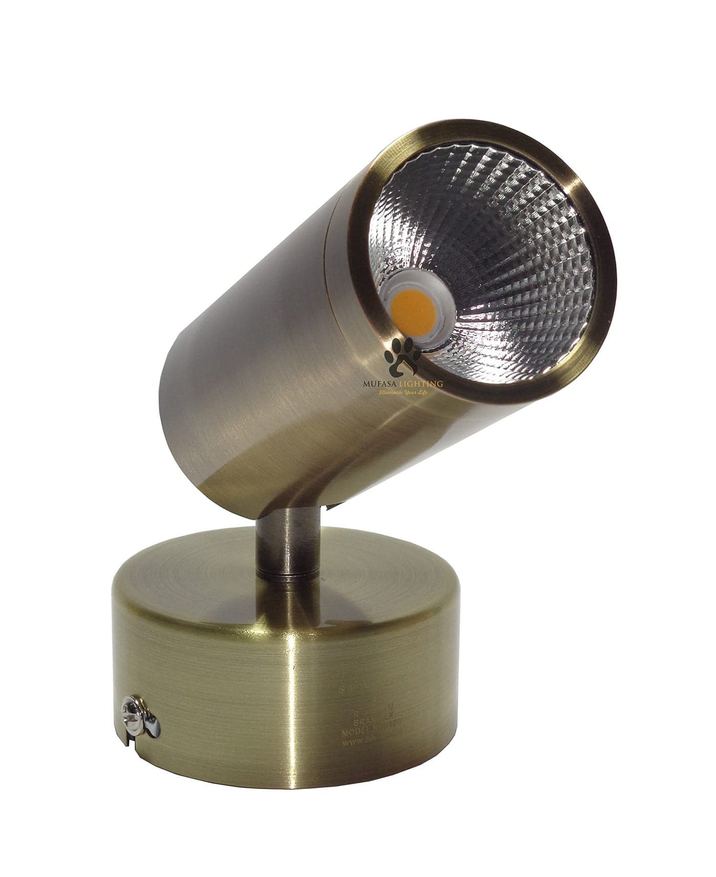 Mufasa 3 Watts Mini Size Antique Brass Finish LED Spotlight Focus Light Bedroom Reading Display Wall Light 10.5CM (Please Check Dimensions Image) (Warm White)