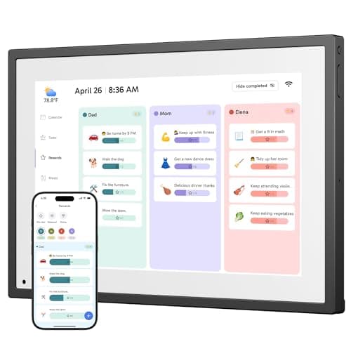Digital Calendar Touch Screen 10 Inch, Electronic Calendar Chore Chart with 1080P Interactive Touchscreen for Family Monthly/Weekly/Daily Planner, Smart Calendar with Desk Mount - Black