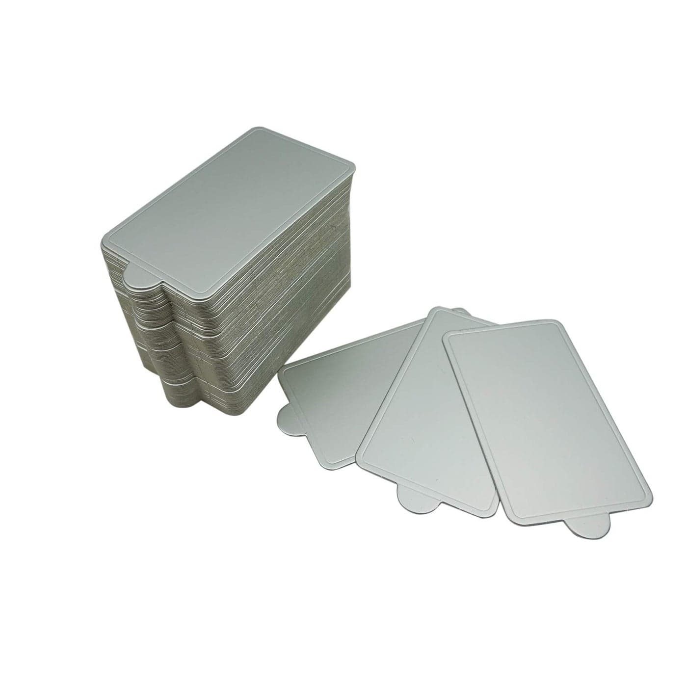 Proshopping 100 pcs 425x236 Mini Cake Boards Rectangular Silver Mousse Cake Cardboard Set Cupcake Cake Base Dessert Displays Tray Disposable Paper Coasters for Wedding Party Cake Pastry Cup
