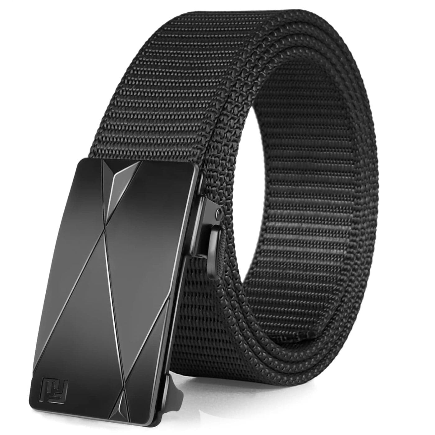 FAIRWIN Men's Ratchet Web Belt,1.25 inch Nylon Automatic Buckle Belt,No Holes Invisible Belt for Men
