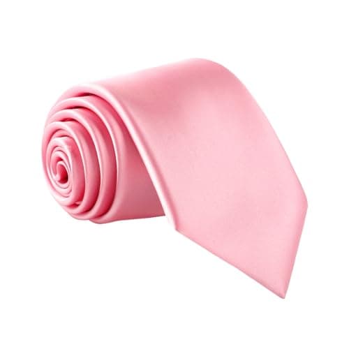 fortunatever Men's Solid Satin Necktie,Blush Pink Ties For Men With Gift Box