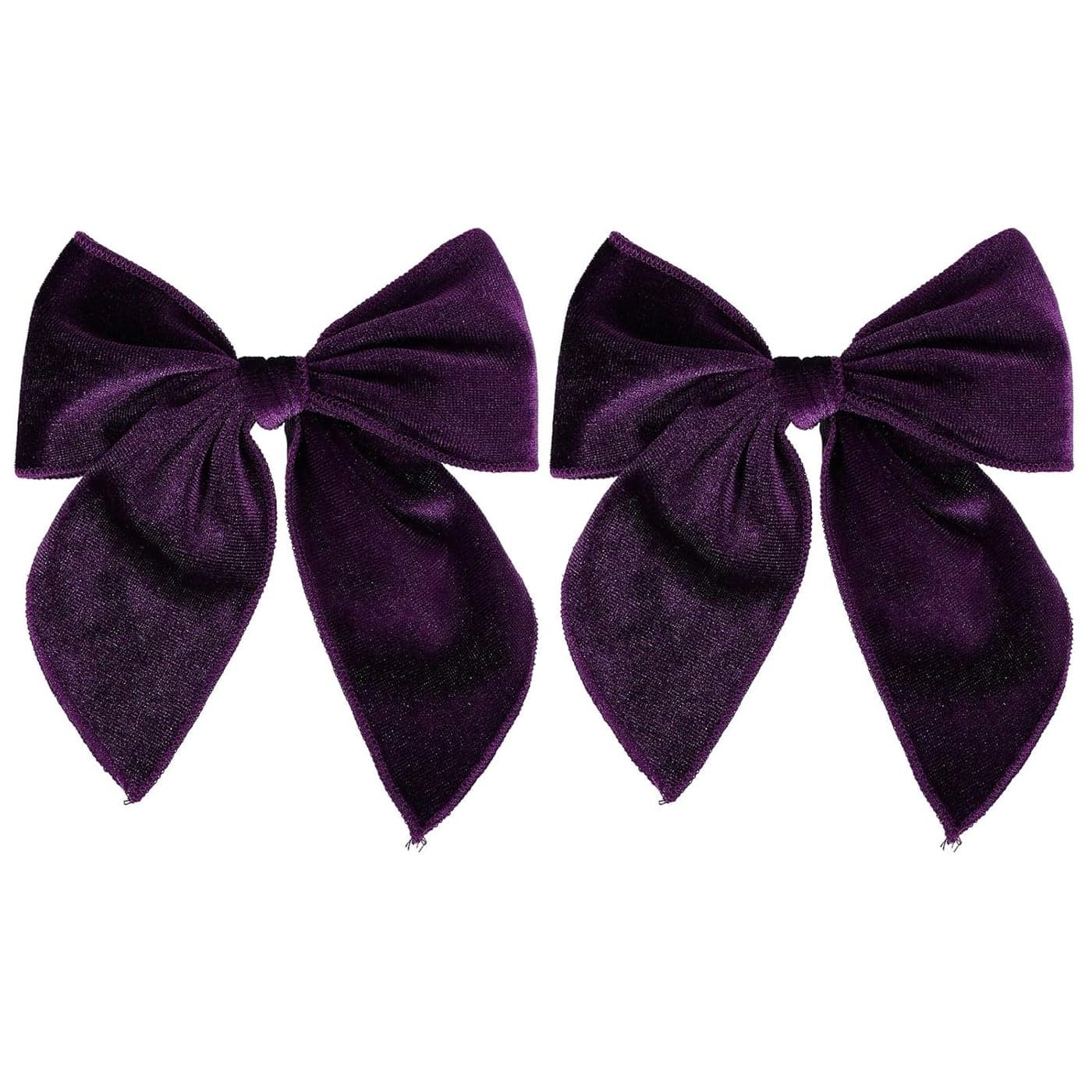 Velvet Fable Bow Hair Clips Baby Girls 5 Big Deep Purple Velvet Ribbon Sailor Bow Cheer Barrettes for Toddler Kids Teen Women Halloween Costumes Fall Dress Decor Accessories