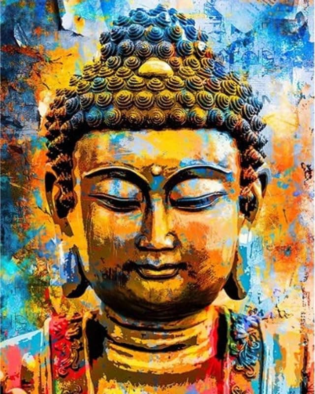 TULIP N TURTLE Buddha Enchanted DIY Acrylic Paint by Number Kit for Adults Kids Beginner Number Painting kit DIY Canvas Painting by Number Wall Decoration DIY Painting kit for Adult