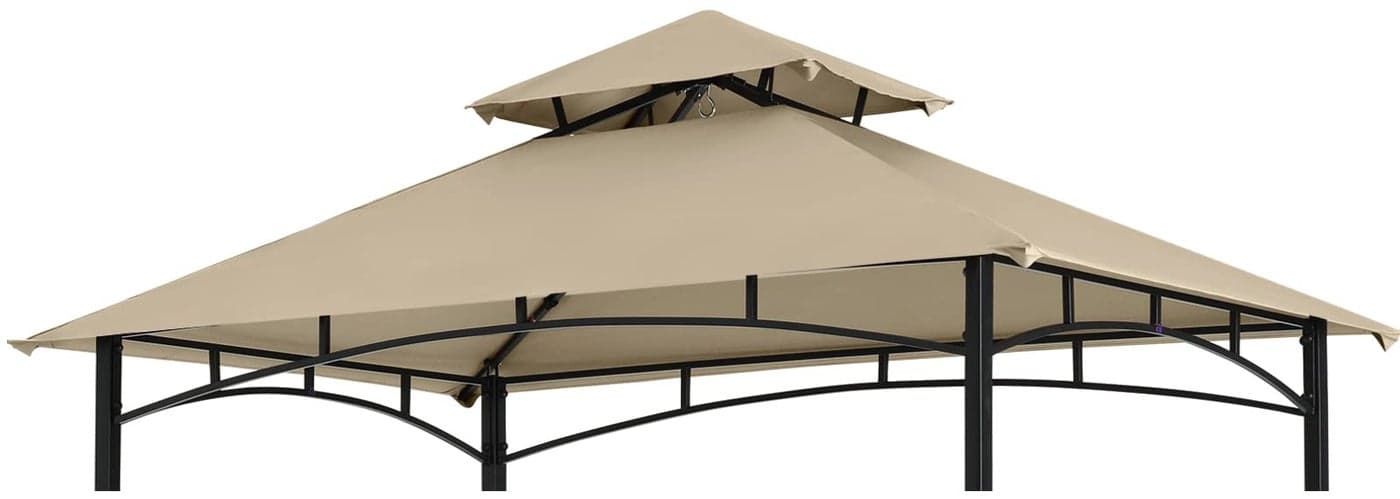 COOSHADE Grill Gazebo Replacement Canopy Roof Outdoor Double Tiered Barbecue Gazebo Top Cover Fit for Model LGG001PSTF Beige