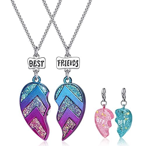 BGSHEMNI Best Friends Half Heart Pendant Necklace for Children, Kid's Best Friend Jewelry,Friendship Gift Girls BFF Necklaces-Love
