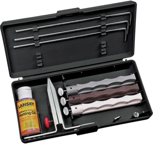 Lansky Natural Arkansas Sharpening System with Natural Arkansas Coase, Medium and Fine Hones