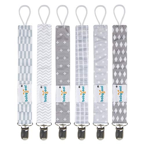 Babygoal Pacifier Clips, 6 Pack Pacifier Holder for Boys and Girls Fits for Most Pacifier Styles & Baby Toys and Baby Gift 6MP09