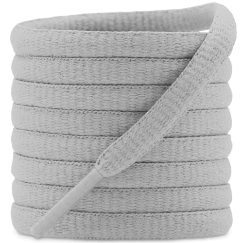 DELELE 2 Pair Oval Shoes laces Half Round 1/4" Athletic Shoelaces Shoe Strings Light Gray-39 inch
