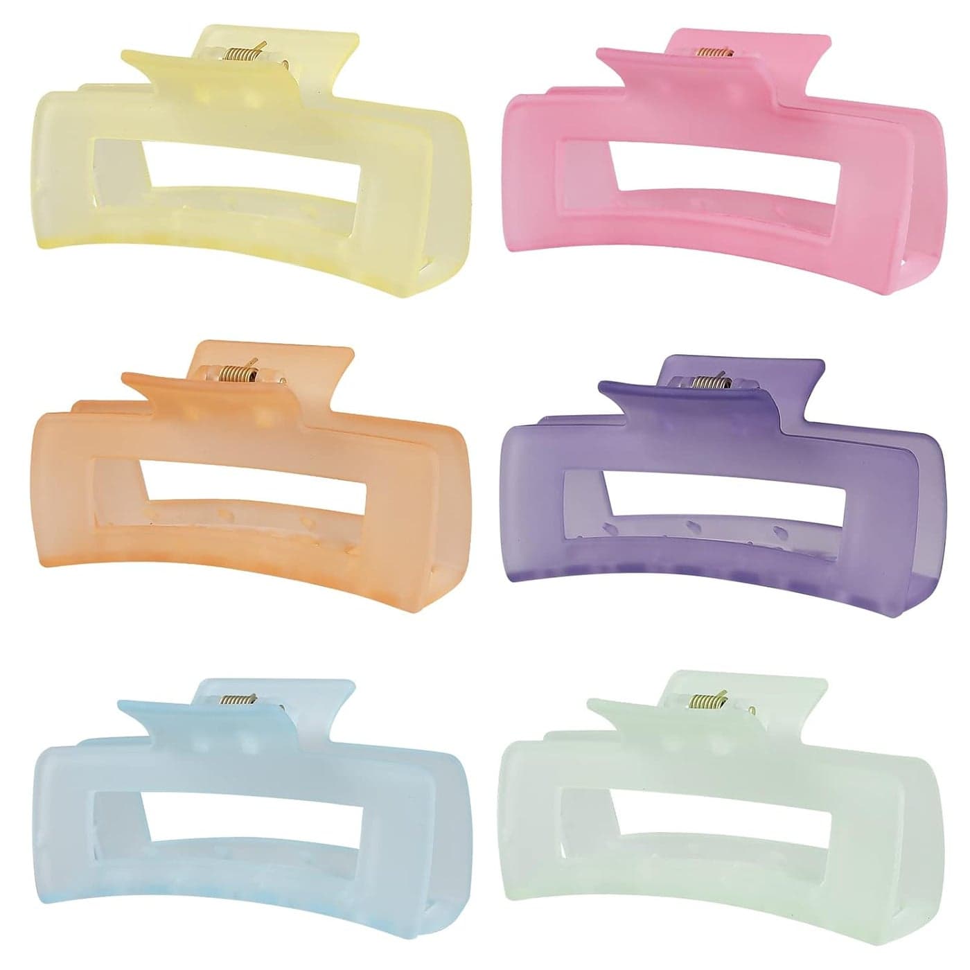 4 Inch Big Hair Claw Clips 6 Pcs Large Claw Clips for Thick Hair Square Hair Clips for Women Rectangle Hair Clips Nonslip Acrylic Banana Jaw Clips Hair Accessories for Girls Ice Cream