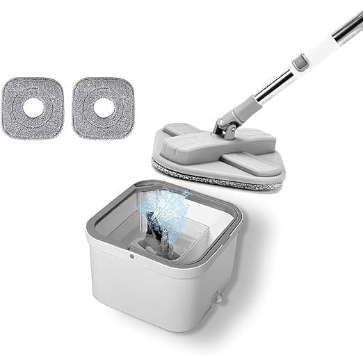 MAPPLE CREATION Microfiber Spin Mop and Bucket SetSelf Cleaning Dry Wet Flat Floor MopRotating Square MopHead Used for Ceramic Tile Wood Floor Wet Dry Spin Microfiber Mop