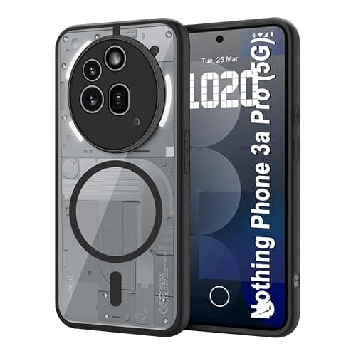 CEDO Magfit Cover for Nothing Phone 3a Pro | Compatible with Magsafe Wireless Charging | Camera Protection Shockproof Backcover Case | Magnetic Ring Lock Transparent Acrylic Clear Backcase (Black)