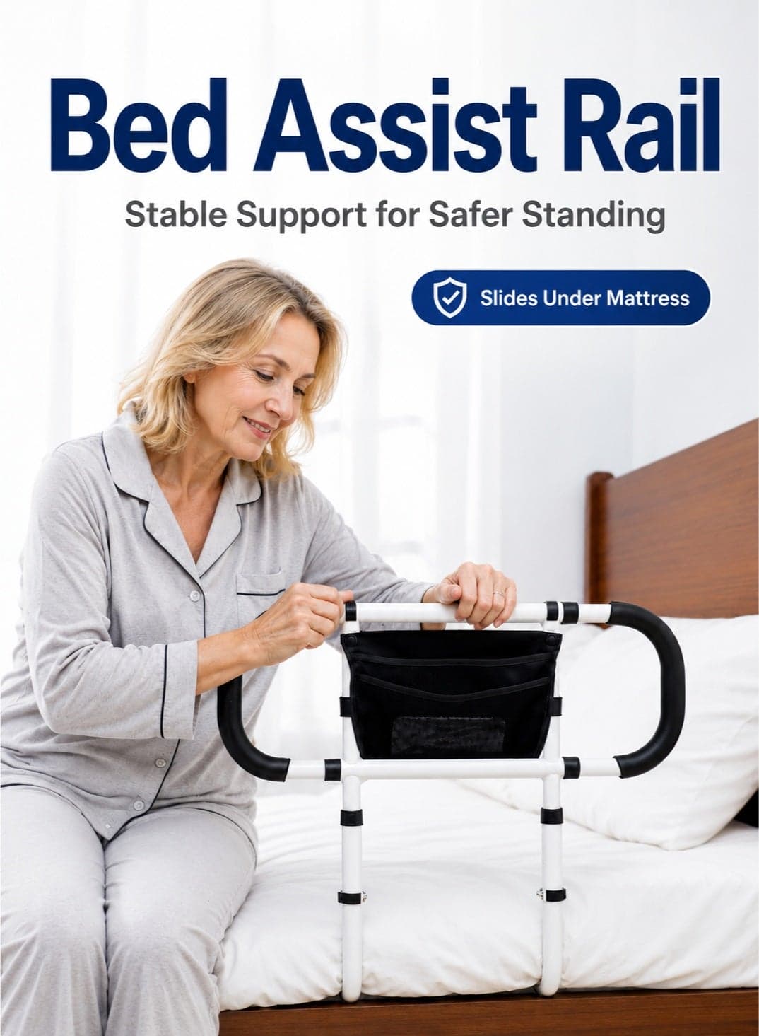 Bed Rails for Elderly Adults Safety - Elderly Assistance Products, Bedrails for Rlderly Adults Grab Bar Bed Handrails, Bed Rail with Pocket