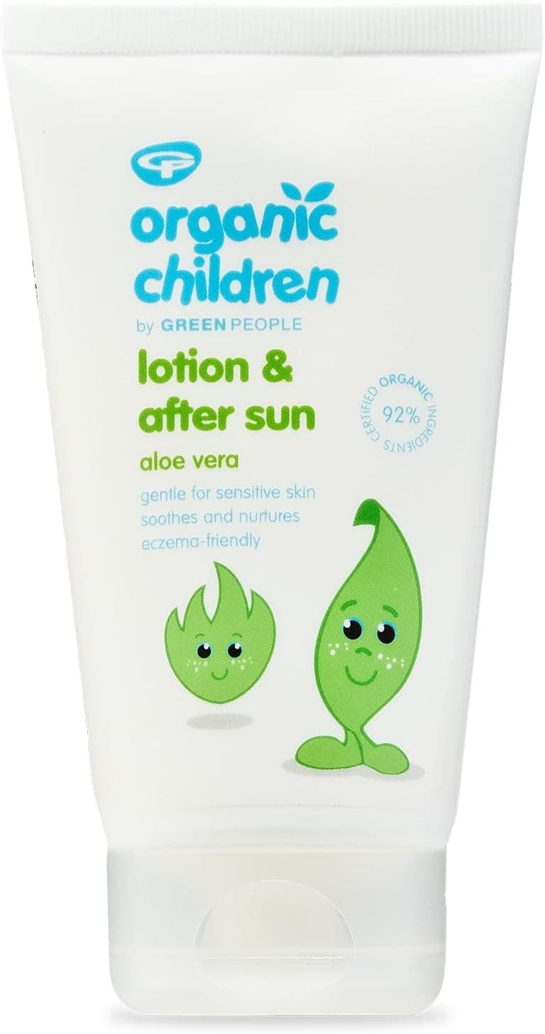 Green People Organic Children Aloe Vera Lotion After Sun 150ml Natural Organic After Sun Lotion for Kids Hydrating Childrens Body Moisturiser Featuring Soothing Aloe Vera Calendula Myrrh