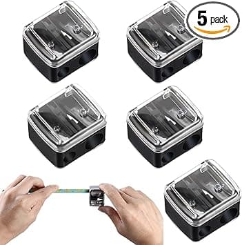 JJUNW 5 Pack Make Up Pencil Sharpener Plastic Lip Liner Pencil Sharpener Sharpener Small Eyeliner Sharpener Manual Cosmetic Pencil Sharpener for Eyeliner Lip Liner Pencils Black