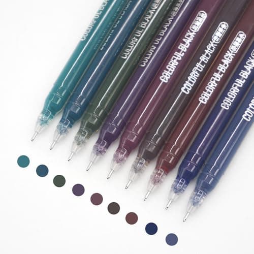 Yolaka Gel Pens with Fine Point 06mm 9 Colors Drawing Pencils for Adult Coloring Books Smooth Writing Pen Set for JournalingColorful Black