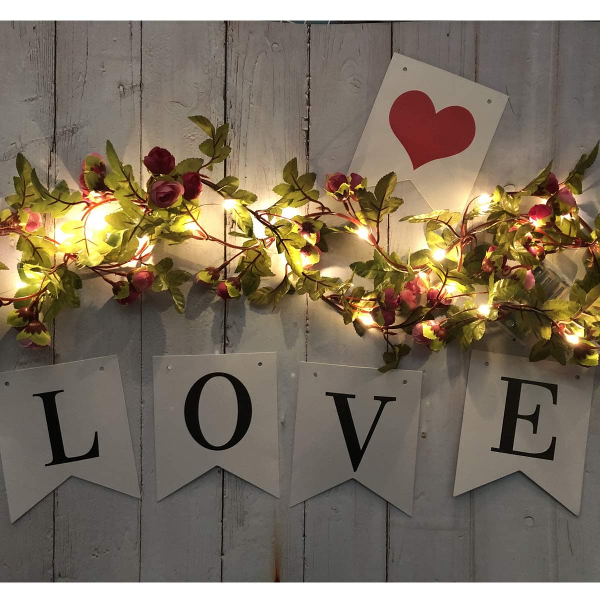 Fielegen 20 LED Rose Flower String Lights 72ft Artificial Flower Garland with Fairy Lights for Valentines Day Garden Party Wedding Table Decor Thanksgiving Christmas