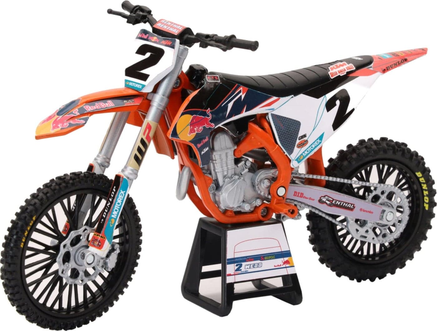 NewRay KTM 450 SX-F Motorcycle #2 Cooper Webb Red Bull KTM Factory Racing 1/12 Diecast Model