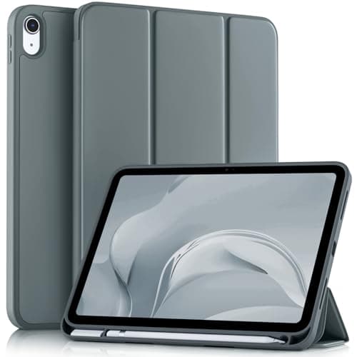 Akkerds Compatible with iPad (A16) 11th Generation Case 11 Inch 2025, for iPad 10th Generation Case 10.9 Inch 2022 with Pencil Holder, Slim Trifold Stand Protective Cover with Soft TPU Back, Dark Grey