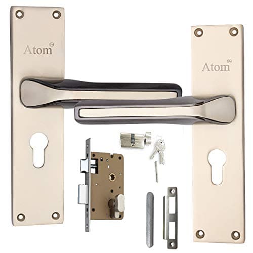 Atom Heavy Duty Mortise Door Lock with One Sided Key for Bedroom, Living Room, Main Door, Silver Satin Finish | 3 Keys | Lockset for House Hotel Office(O45CYOSK)