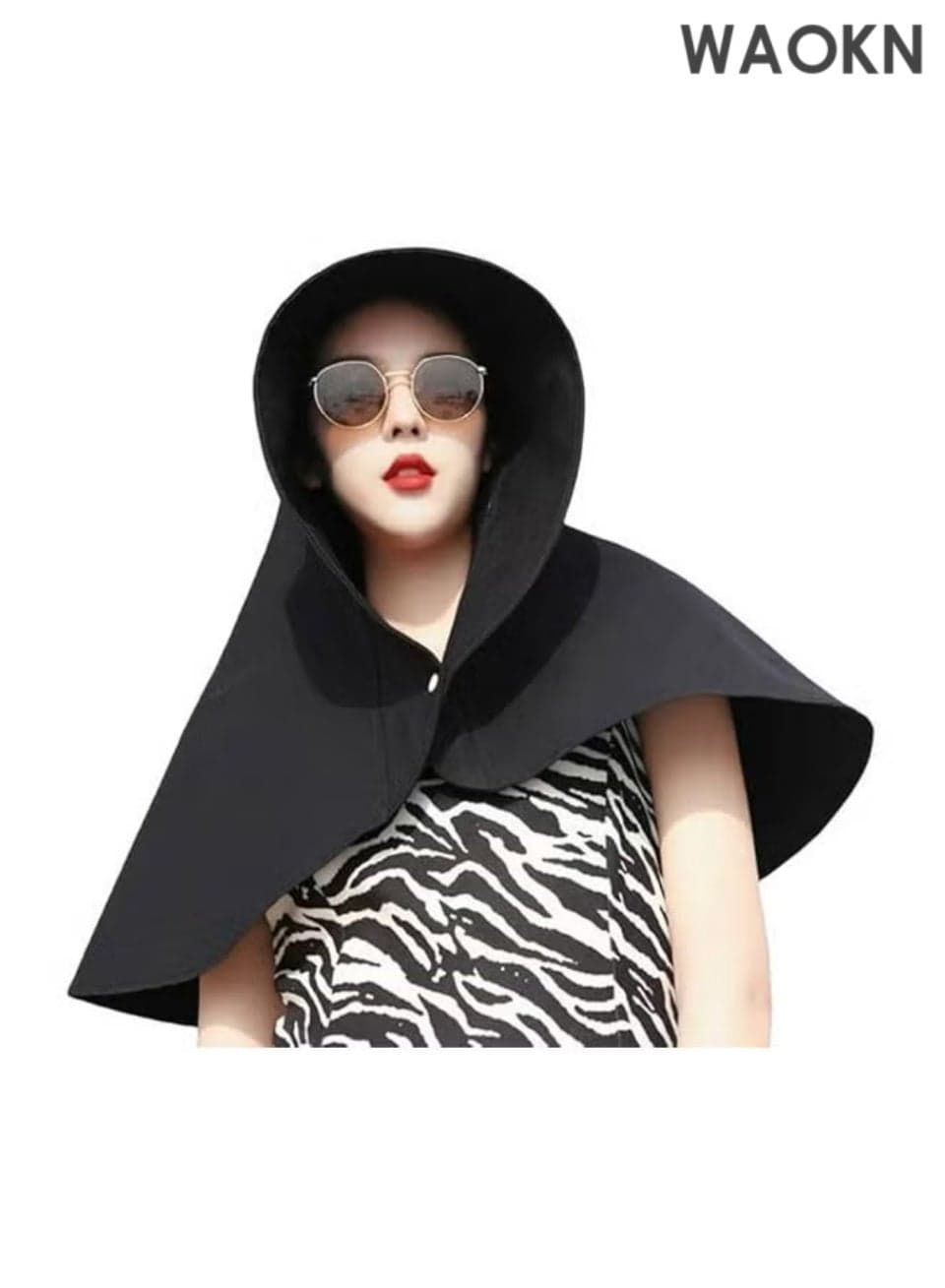 Women's Sun Protection Large Shawl Sun Hat, UPF50+ Sun Protection Ponytail Comfort Hat, Breathable Waterproof, Summer Beach Outdoor Hat Garden Fishing Hiking(Black)