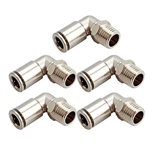 Beduan Brass BPL Push to Connect Air Fittings Elbow 3/8" Tube OD x 3/8" NPT Male 90° Degree Adapter (Pack of 5)