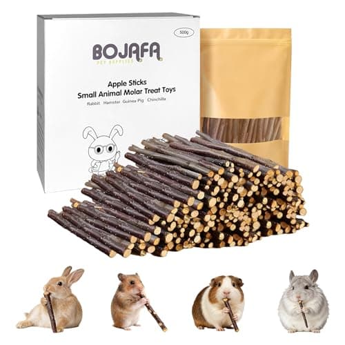 Bojafa 500g Apple Sticks Small Animals Molar Wood Toys for Rabbits Chinchillas Guinea Pig Hamster Gerbil Bunny and Small Animal Chew Stick Toys