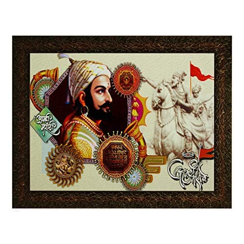 Indianara SHIVA JI MAHARAJ Painting -Synthetic Wood, 27x30.5x1cm, Multicolour