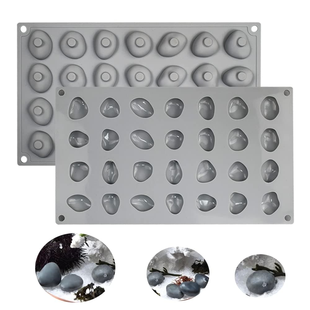 mostsom Silicone Molds Stone Shape NonStick Food Grade Silicone Molds for Chocolate Candy Jelly Ice Cube Dog Treats Cupcake Baking Mould Stone M
