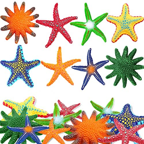 YUJUN 16 Pieces Big Diving Pool Toys Beach Colorful Starfish Summer Swimming Underwater Pool Toys Soft Rubber Dive Throw for Kids Birthday Swimming Pool Party Favors Fish Tank Stuffer 2 Sizes