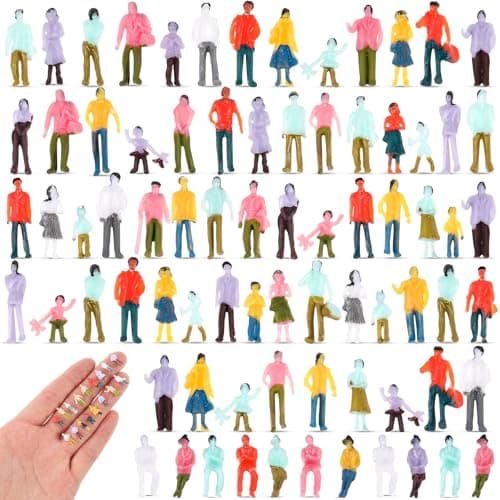 Namalu 100 Pcs Mini People Figurines 1: 150 Scale Architectural Painted Tiny Model Sitting and Standing Plastic People Assorted Poses Model Trains for Miniature Scenes