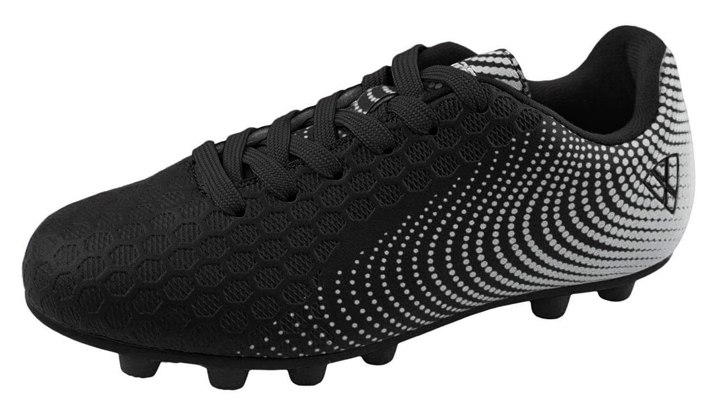 Vizari USA Stealth Boys Girls Soccer Cleats | Youth Firm Ground Athletic Outdoor Football Shoes for Toddler, Little Kid, Big Kid | Lightweight & Durable Black/White