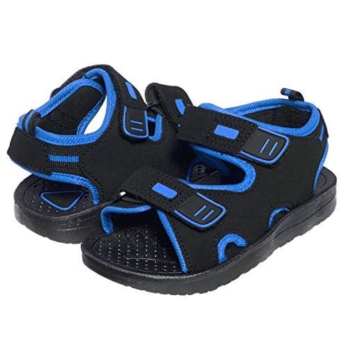 Skysole Boys Double Adjustable Strap Lightweight Sandals (See More Colors and Sizes), Black/Royal, 7-8 Toddler