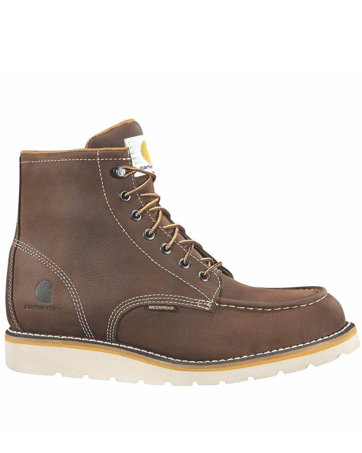 Carhartt Mens Waterproof 6 Moc Steel Toe Wedge Work Boot Brown Oil Tanned 105W