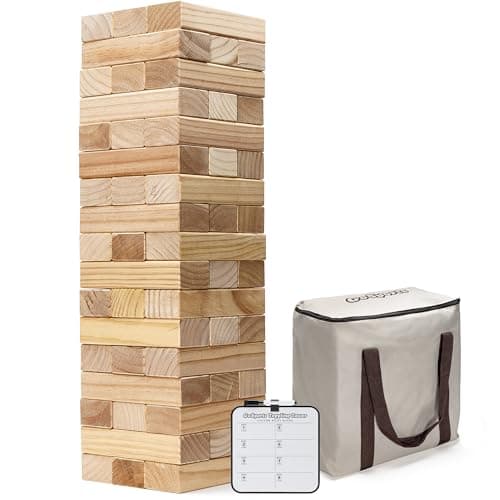 GoSports 3 Ft Large Wooden Toppling Tower Includes Bonus Rules with Gameboard Choose Your Style