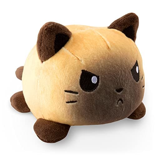 TeeTurtle Reversible Cat Plushie 4Inch Siamese TwoSided Flip Plush Toy with Embroidered Details Cute Mini Collectible Plush for Kids Teens and Adults