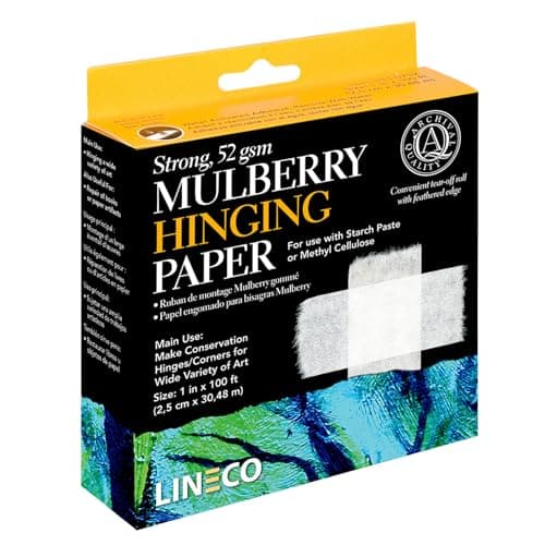 Lineco Mulberry Hinging Paper 1" x 100 ft. for Making Conservation Hinges. Hinge Artwork, Craft, Digital Prints, Documents, and More.
