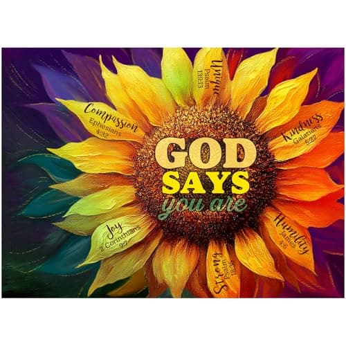 Civaner 500 Piece Christian Puzzles for Adults Bible Sunflower Religious Jigsaw Puzzles for Adults Elderly Seniors Inspirational Gifts for Church Easter Mothers DayRainbow Sunflower