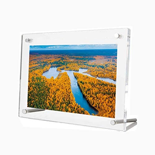 Missartist Frameless Tabletop Photo Frames Free Standing Clear Acrylic Desktop Picture Frame (5x7)