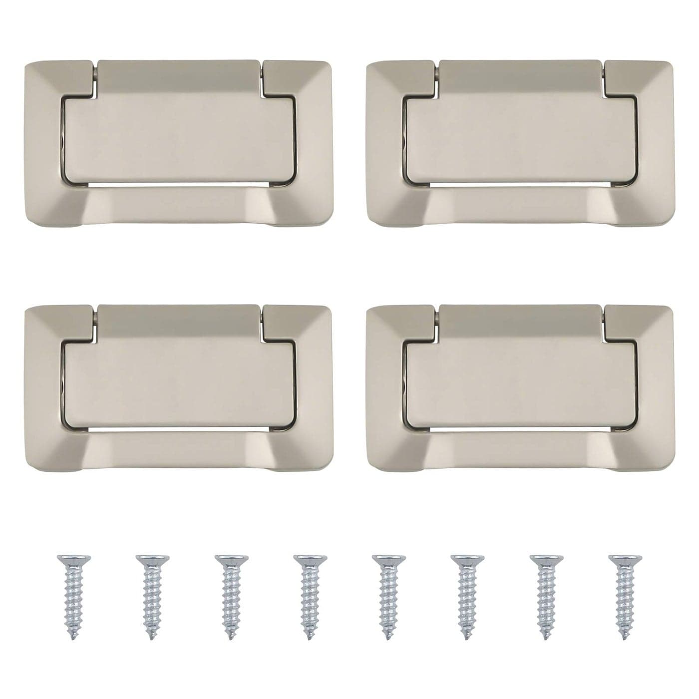 MOROBOR 4Pcs Nickel Pocket Doors Drawer Handle Flush Ring Pull Hidden Furniture Handle with Screws Concealed Zinc Alloy Knobs for Cabinets Closets Drawers