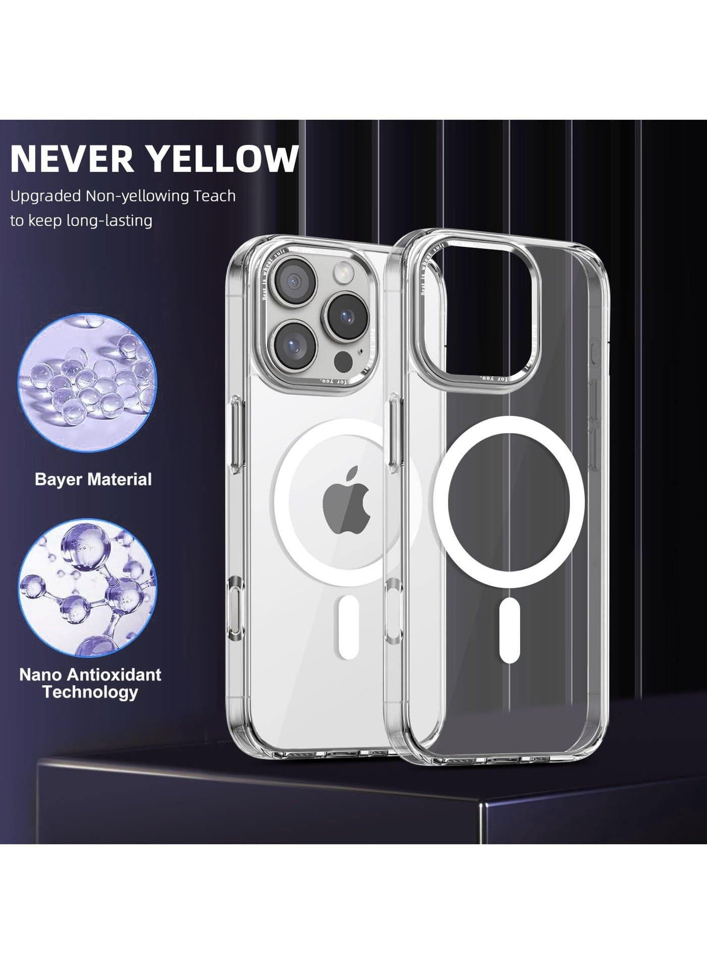 For Apple iPhone 16 Pro Case Compatible with MagSafe TPU+PC Anti-Scratch Cover - Transparent